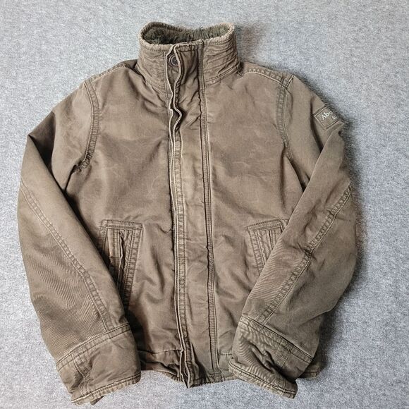 Abercrombie & Fitch Adirondack Y2k  Jacket Mens S Brown Canvas Faux Fur Lined - Picture 1 of 16